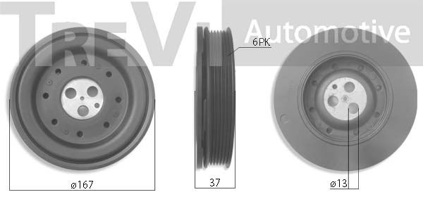 TREVI AUTOMOTIVE Ременный шкив, коленчатый вал PC1198